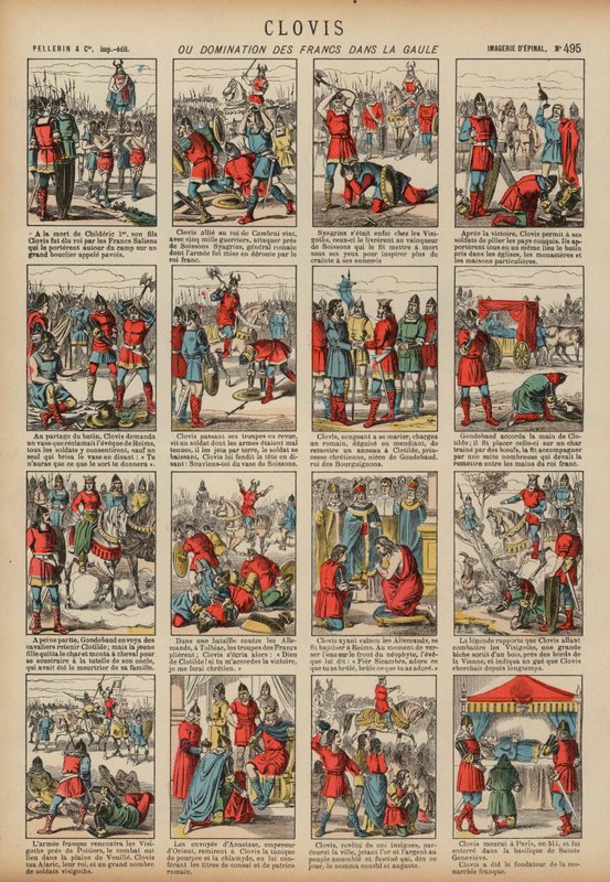 Clovis I i dominacja Franków w Galii (kolorowa rycina) autorstwa French School