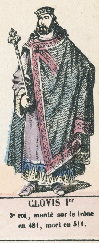 Chlodwig I, V król, wstąpił na tron ​​481, zmarł w 511 (kolorowa rycina) autorstwa French School