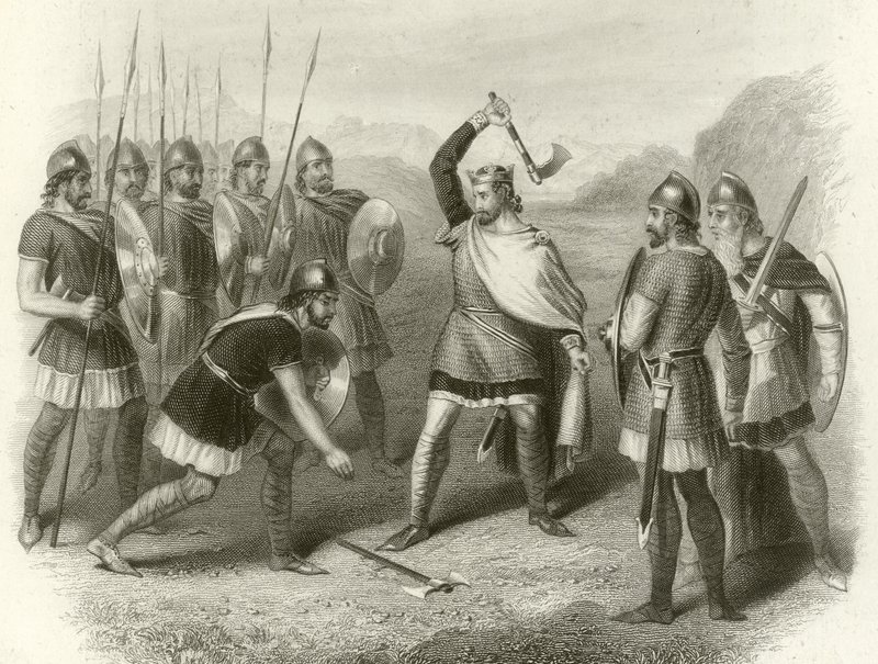 Clovis i jego zbuntowany żołnierz, 487 autorstwa French School