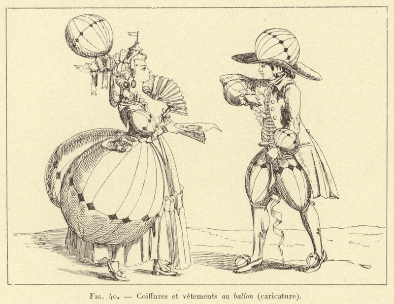 Fryzury i ubrania balonowe (karykatura) (grawerowanie) autorstwa French School