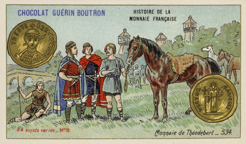 Moneta Teudeberta I, 534 (chromolitho) autorstwa French School