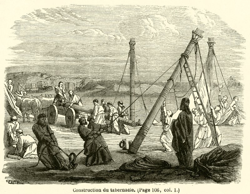 Construction du tabernakulum (rycina) autorstwa French School