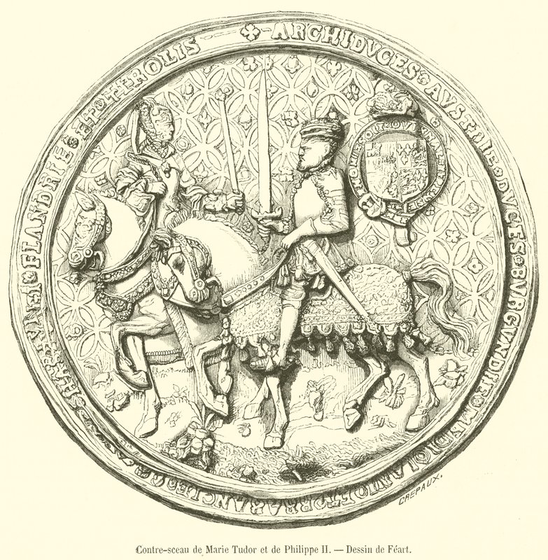 Kontrpieczęć Marii Tudor i Filipa II (rycina) autorstwa French School