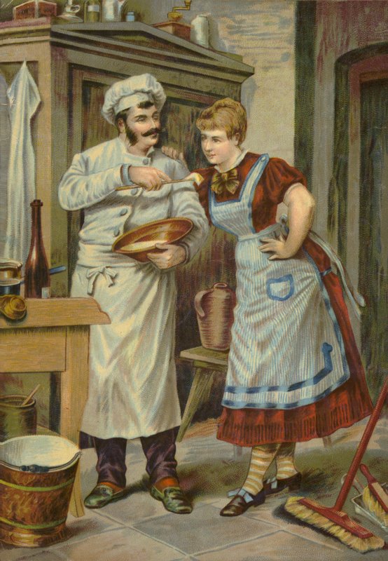 Kucharz dający pokojówce coś do smaku autorstwa French School