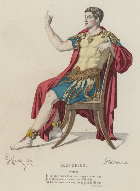 Cornelius, Sertorius, Act III, Sc II (kolorowy grawerunek) autorstwa French School