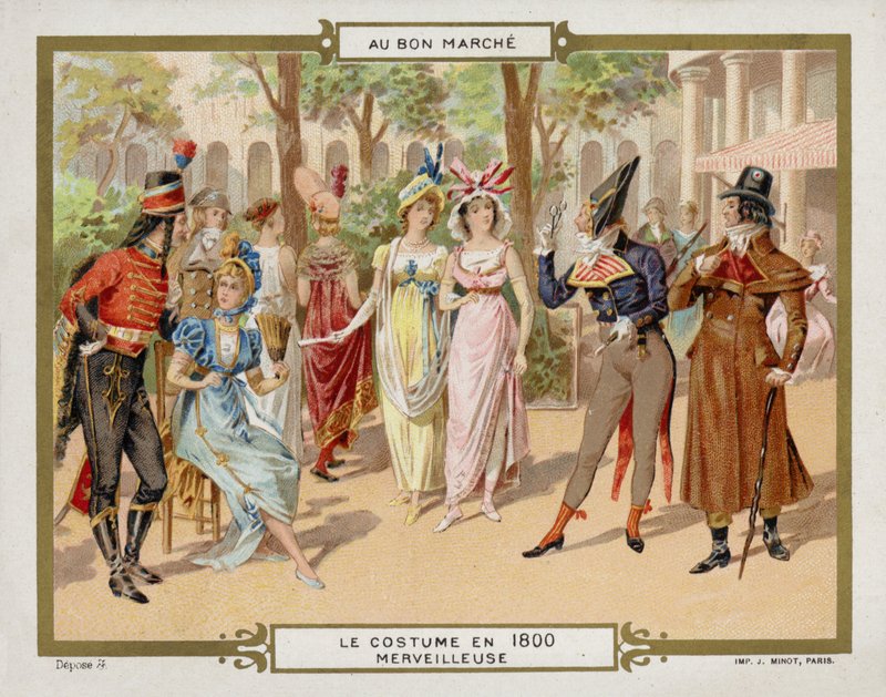 Kostium z 1800 roku - merveilleuse (chromolitho) autorstwa French School