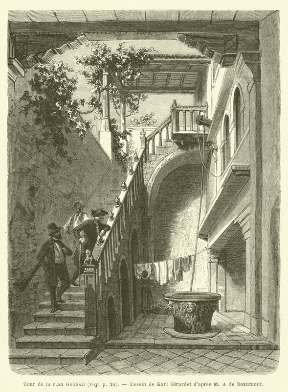 Dziedziniec casa Goldoni (grafika) autorstwa French School