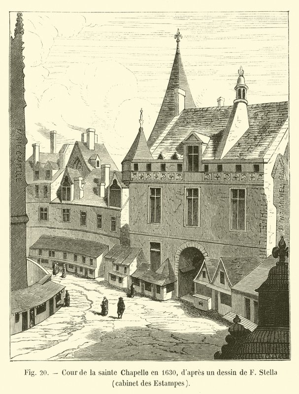 Dziedziniec Sainte Chapelle w 1630 r., wg rysunku F. Stelli, Cabinet des Estampes autorstwa French School