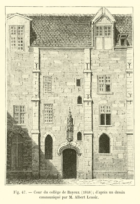 dziedziniec kolegium w Bayeux, 1848; z rysunku przekazanego przez M Alberta Lenoira autorstwa French School