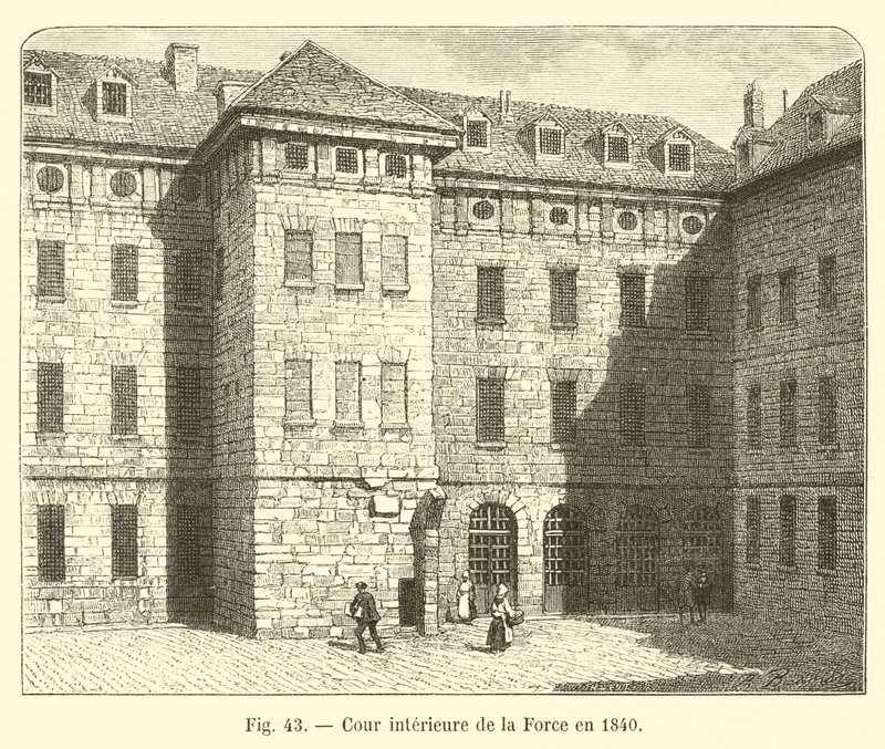 Wewnętrzny dziedziniec La Force w 1840 r autorstwa French School