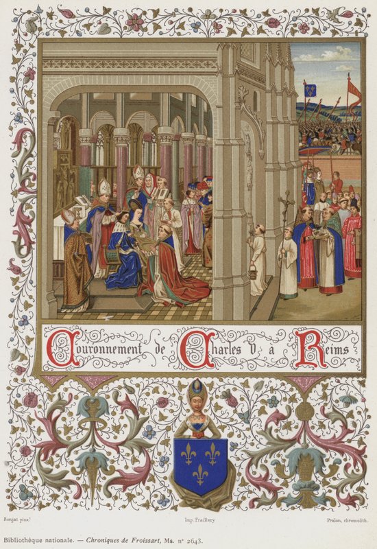Koronacja Karola V w Reims (chromolitho) autorstwa French School
