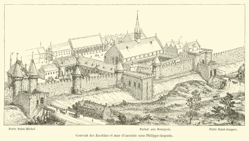 Klasztor jakobinów i mur ogrodzeniowy pod panowaniem Philippe-Auguste autorstwa French School