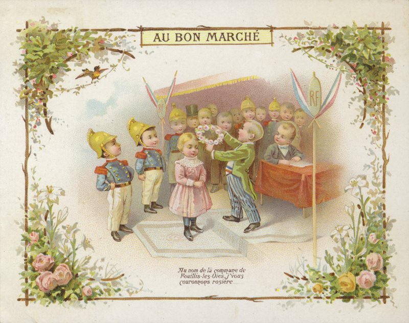 Ukoronowanie dziewczyny pierścieniem kwiatów autorstwa French School