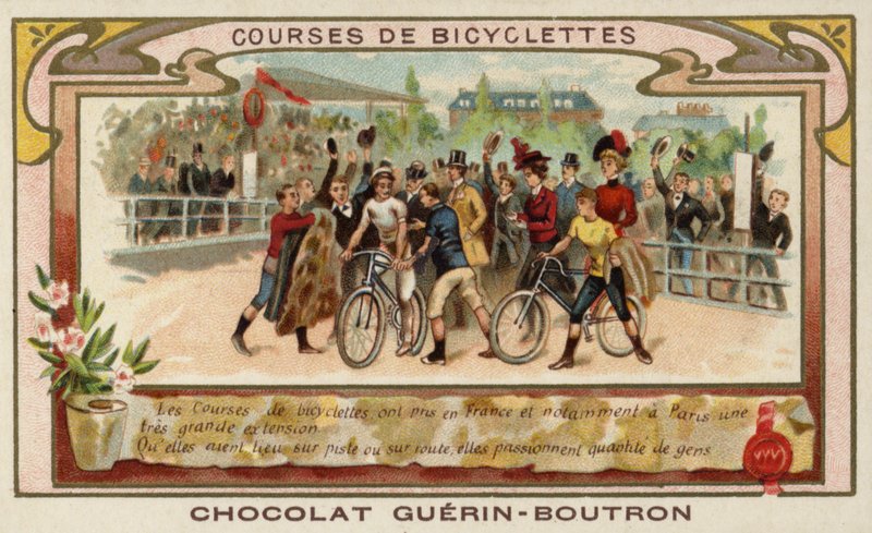 Wyścigi rowerowe (chromolitho) autorstwa French School