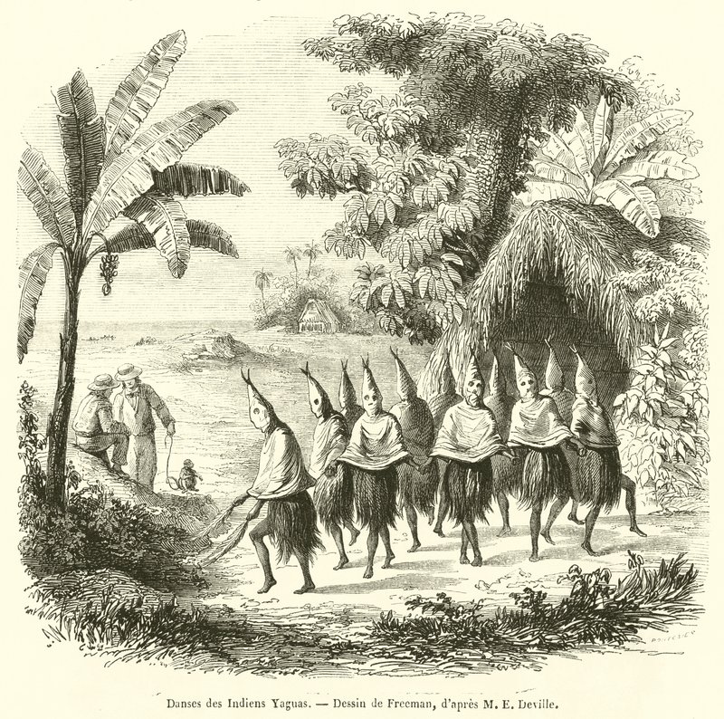 Tańce Indian Yagua (grafika) autorstwa French School