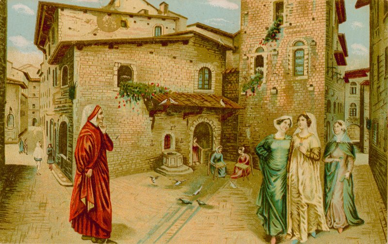 Dante i Beatrice autorstwa French School