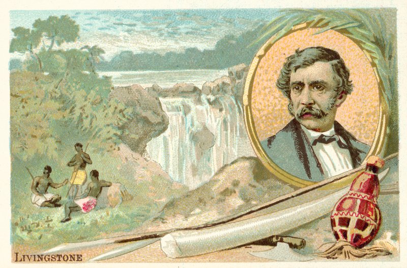 David Livingstone, szkocki misjonarz i odkrywca (chromolitho) autorstwa French School