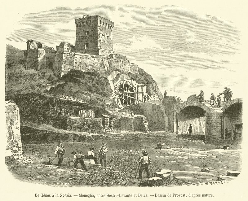 De Genes w La Spezia, Moneglia, między Sestri-Levante i Deiva (rycina) autorstwa French School
