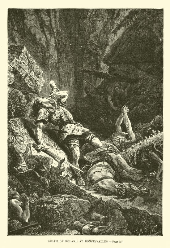 Śmierć Rolanda w Roncesvalles autorstwa French School