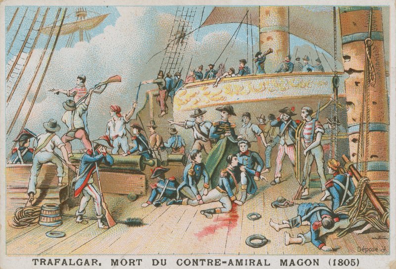 Śmierć francuskiego kontradmirała Magona w bitwie pod Trafalgarem, 1805 autorstwa French School