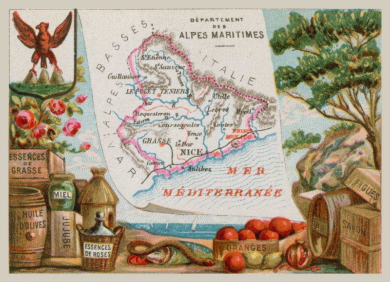 Departament Alpes-Maritimes w południowo-wschodniej Francji autorstwa French School