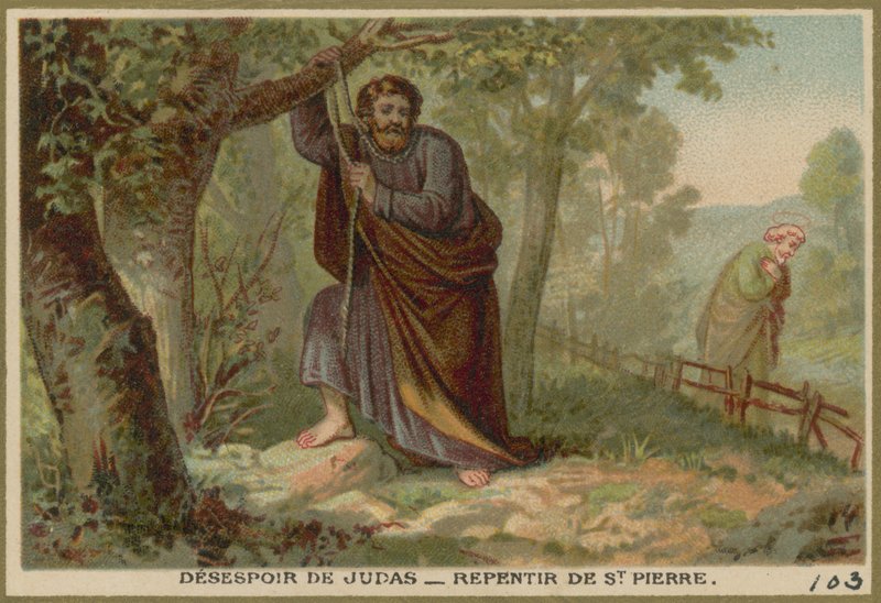Rozpacz Judasza - Pokuta św. Piotra autorstwa French School