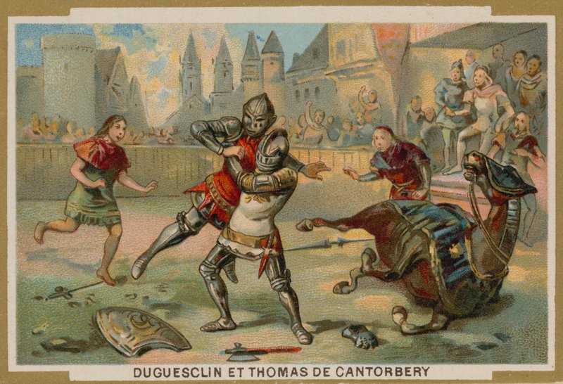 Pojedynek między Bertrandem du Guesclin i Thomasem z Canterbury, Dinan, Bretania, 1357 autorstwa French School