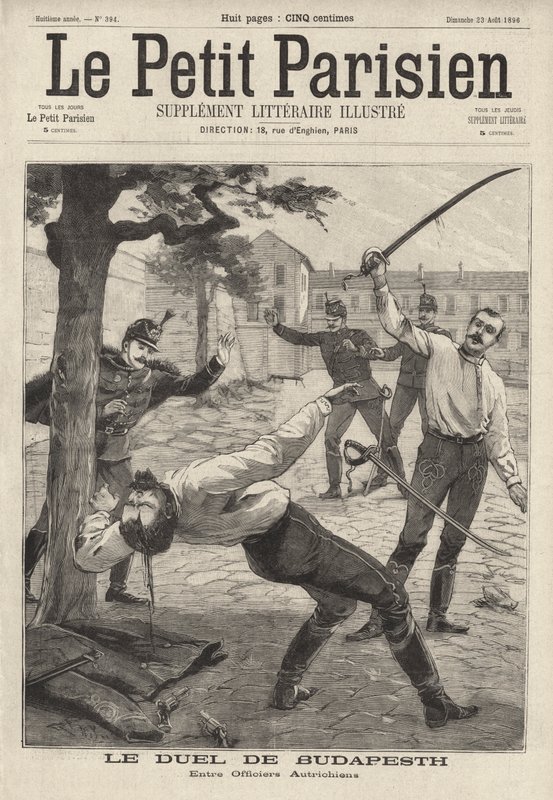 Pojedynek dwóch oficerów armii austro-węgierskiej w Budapeszcie autorstwa French School
