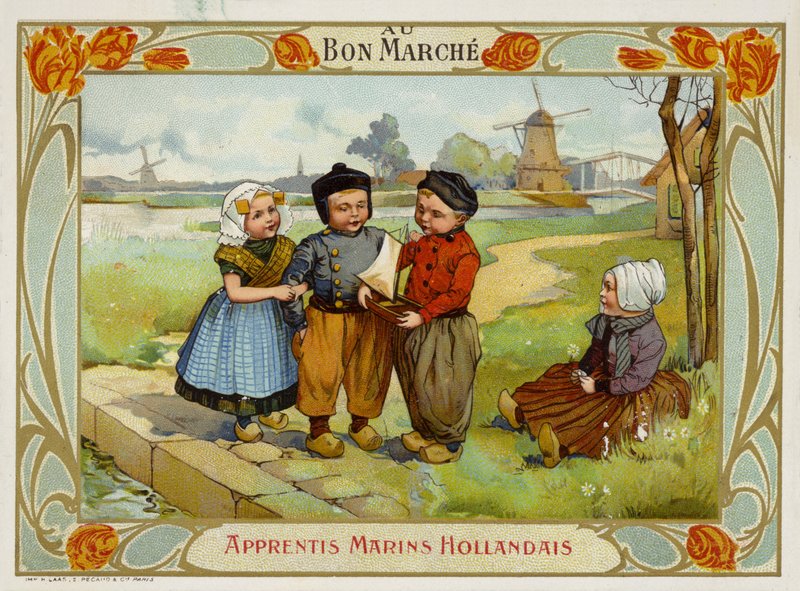 Holenderskie dzieci patrzące na żaglówkę autorstwa French School