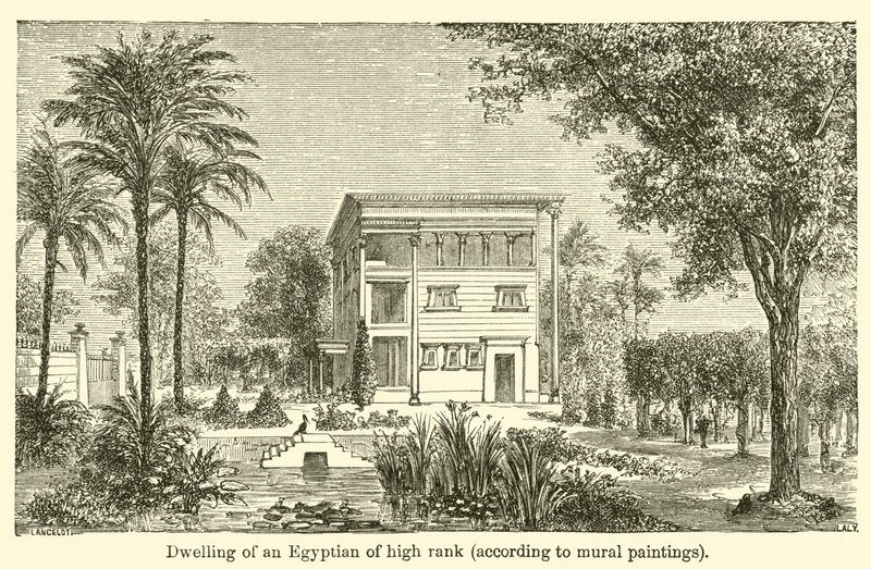 Mieszkanie wysokiej rangi Egipcjanina, według malowideł ściennych (rycina) autorstwa French School