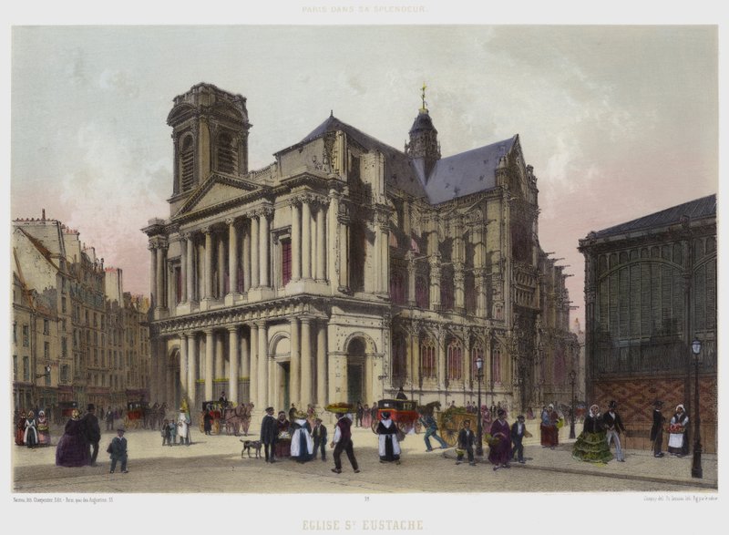 Kościół Saint-Eustache (kolor lito) autorstwa French School