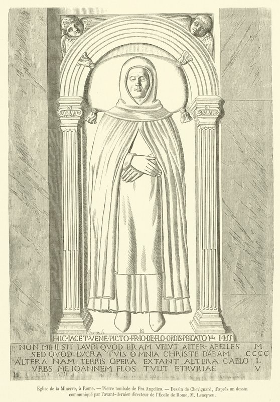 Kościół La Minerva, Rzym, nagrobek Fra Angelico (rycina) autorstwa French School