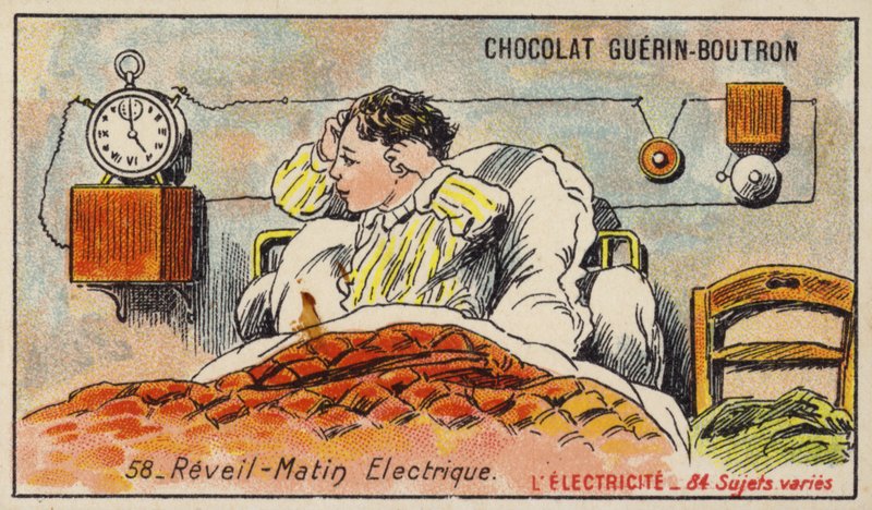 Budzik elektryczny (chromolitho) autorstwa French School