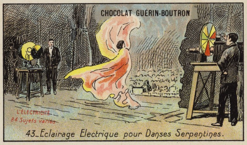 Oświetlenie elektryczne do tańca serpentynowego (chromolitho) autorstwa French School
