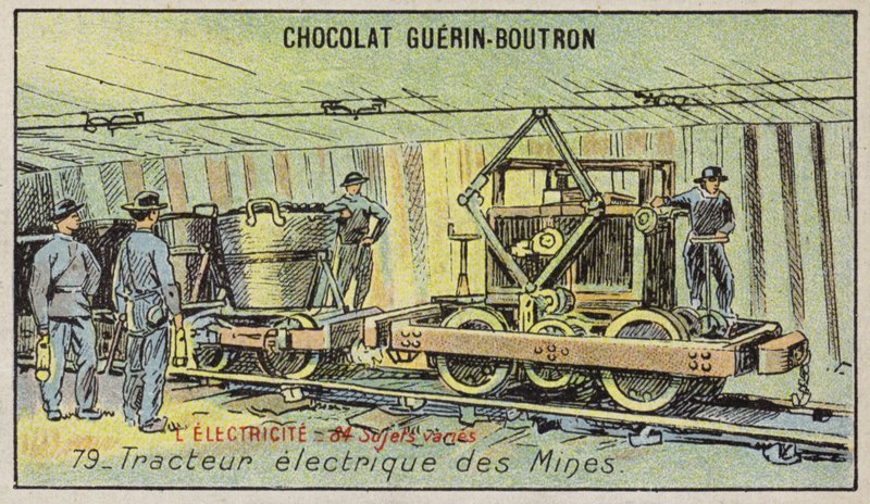 Elektryczny ciągnik górniczy (chromolitho) autorstwa French School