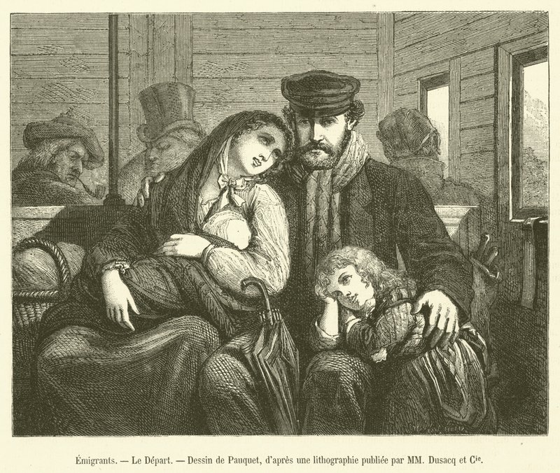 Emigranci, Le Depart (rycina) autorstwa French School