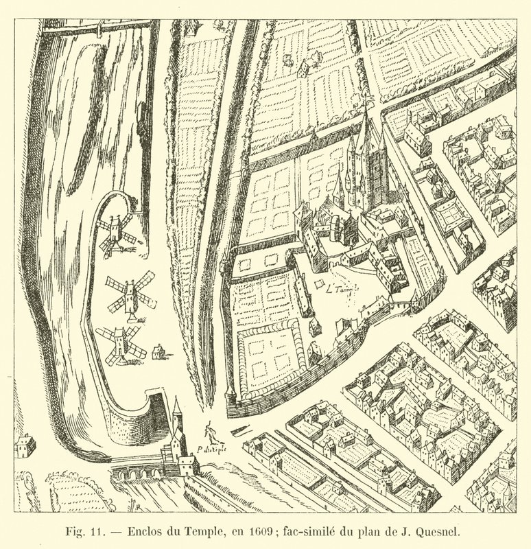 Zabudowa świątynna, 1609 r.; faksymile planu J Quesnela autorstwa French School