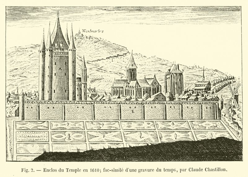 Zamknięcie świątyni w 1610 r.; faksymile ryciny z tamtych czasów autorstwa Claude Chastillon autorstwa French School
