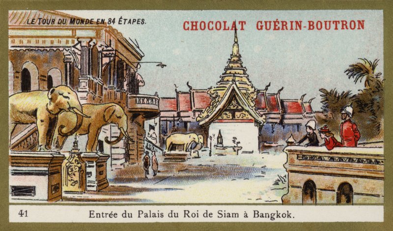 Wejście do pałacu króla Syjamu w Bangkoku (chromolitho) autorstwa French School