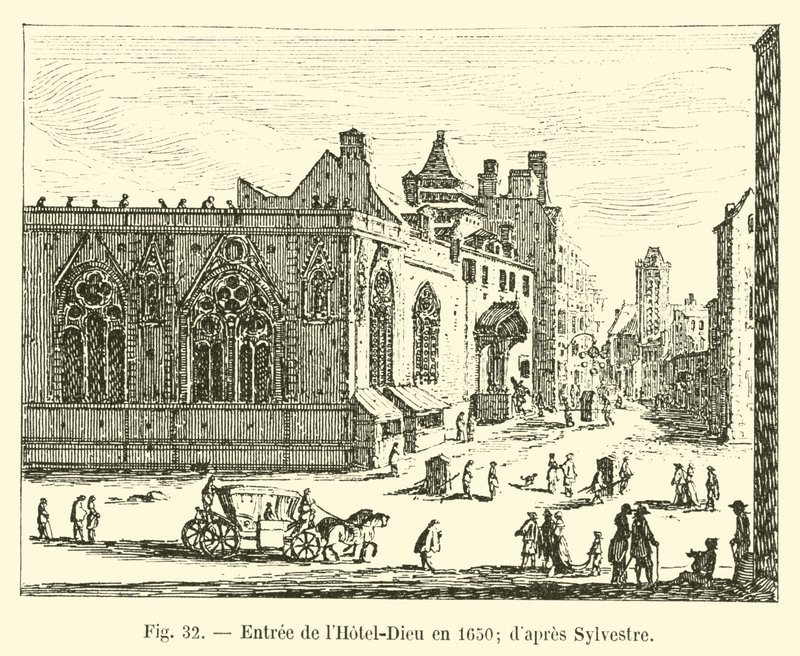 Wejście do Hotel-Dieu w 1650 r.; według Sylwestra autorstwa French School