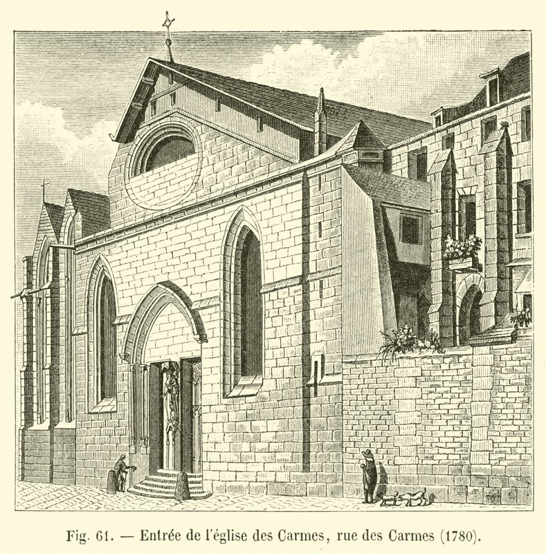 Wejście do kościoła karmelitów, rue des Carmes, 1780 autorstwa French School