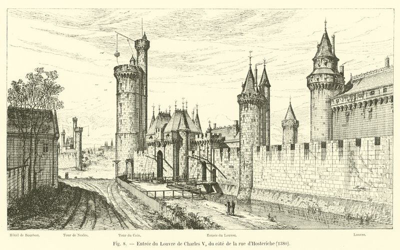 Wejście do Luwru Karola V, od rue dHosteriche, 1380 autorstwa French School
