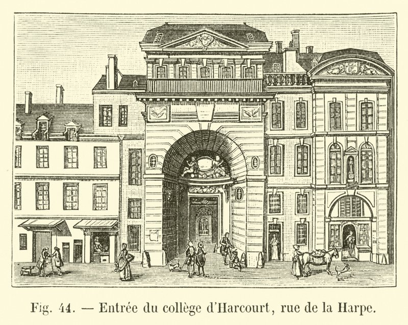 Wejście do kolegium Harcourt, rue de la Harpe autorstwa French School