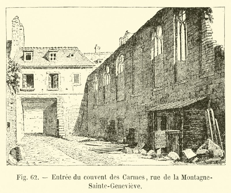 Wejście do klasztoru Karmelitów, rue de la Montagne-Sainte-Genevieve autorstwa French School