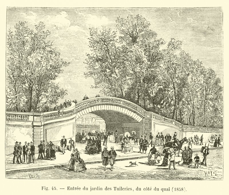 Wejście do Ogrodu Tuileries od strony nabrzeża, 1858 autorstwa French School