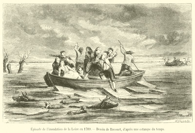 Epizod zalania Loary w 1789 r. (rycina) autorstwa French School