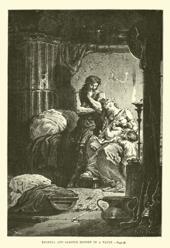 Eponina i Sabinus ukryci w skarbcu autorstwa French School