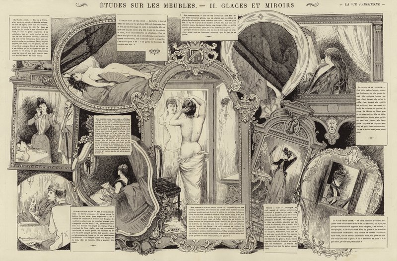 Badania mebli, luster i luster (grawerowanie) autorstwa French School