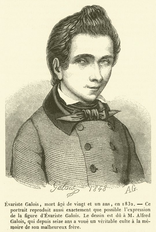 Evariste Galois, zmarła w wieku 21 lat, w 1832 r. (grafika) autorstwa French School