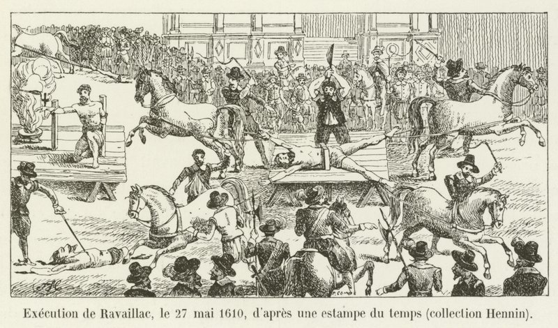 Egzekucja Ravaillaca, 27 maja 1610, z odbitki czasowej, kolekcja Hennin autorstwa French School
